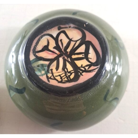 Kelly Jo Pottery Bowl W Lid Small Floral Cactus Southwestern Rare Pattern - Picture 5 of 5